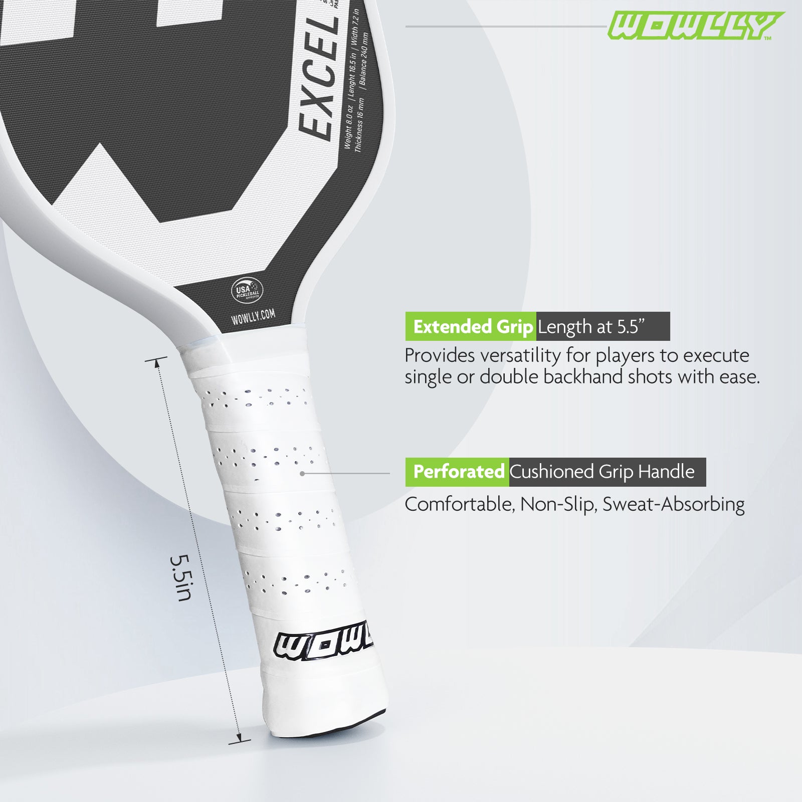 Wowlly Excel Series Pickleball Paddle (Black and white)