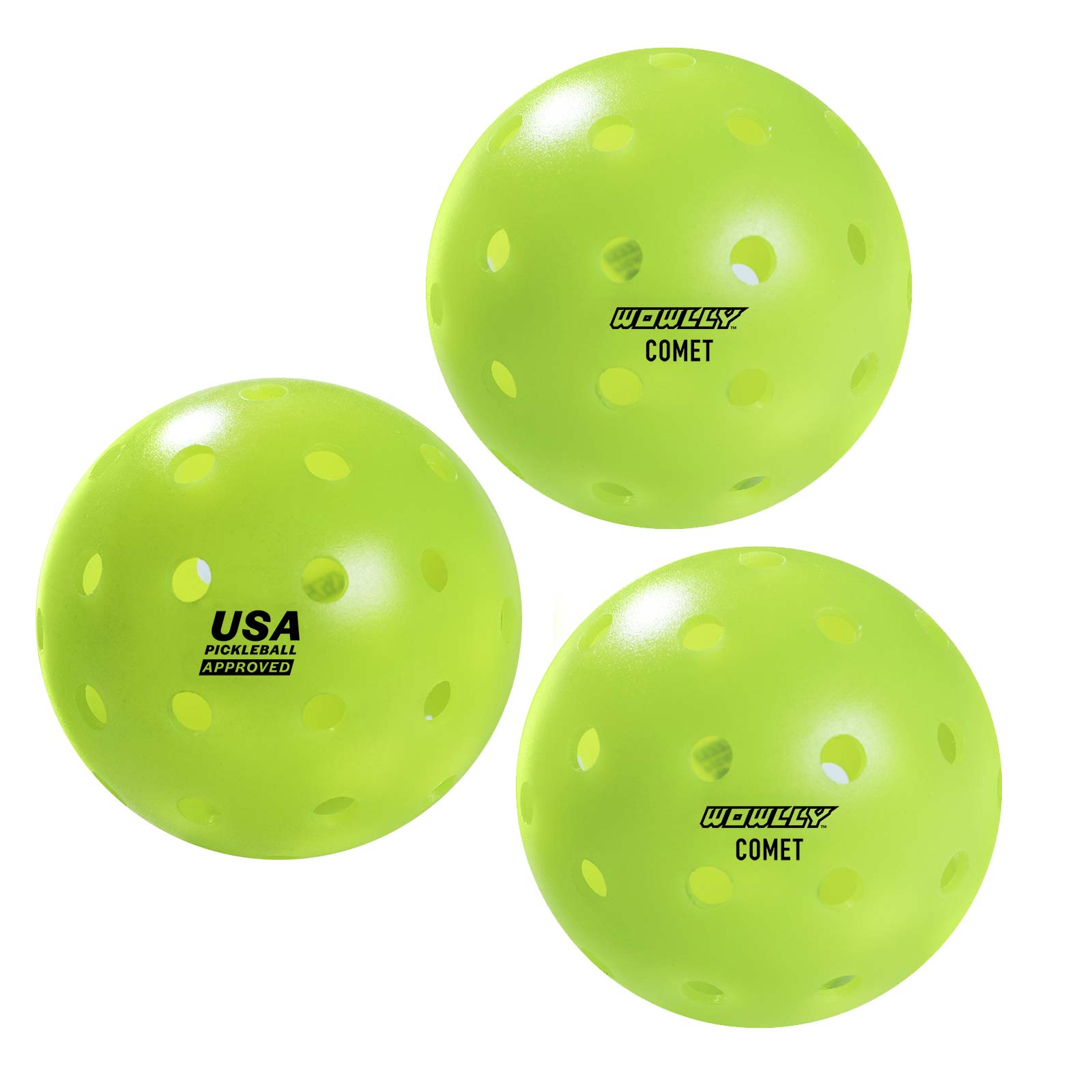 Wowlly Pickleball Balls for outdoor- Set of 3 balls (40 holes)