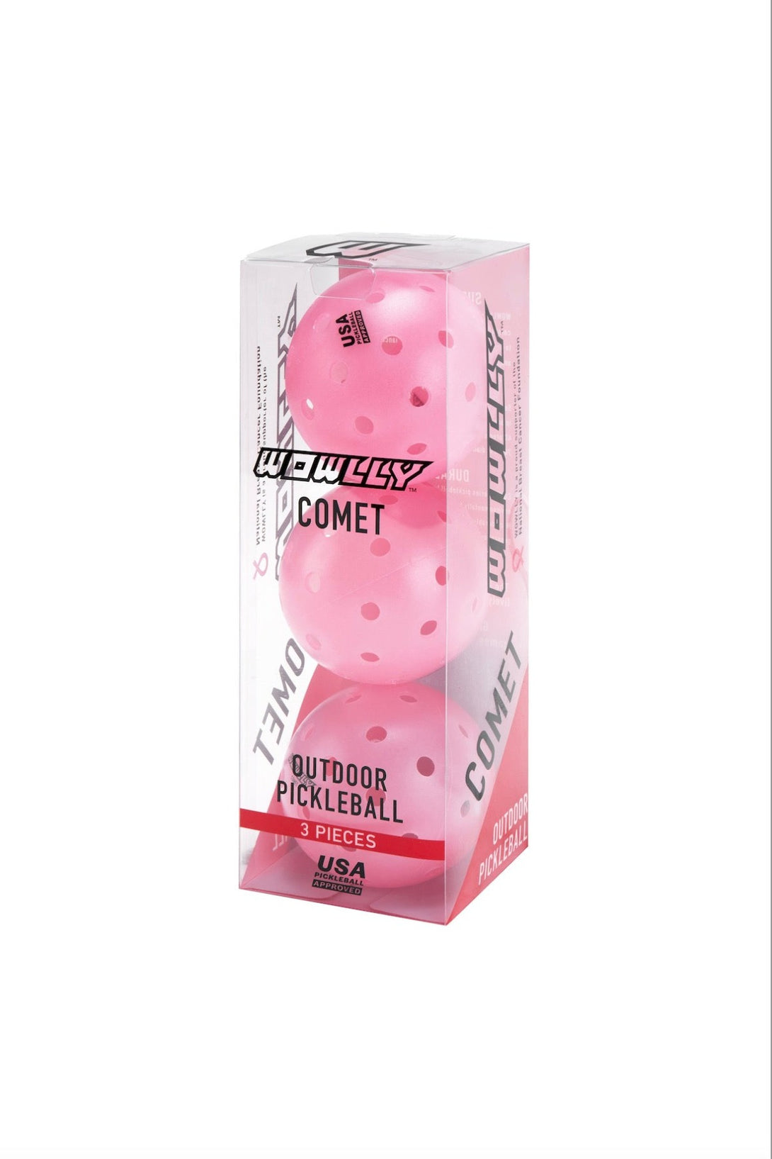 WOWLLY Pickleball Outdoor Balls - Pink, 40 holes, USA approved, durable, designed for optimal outdoor play